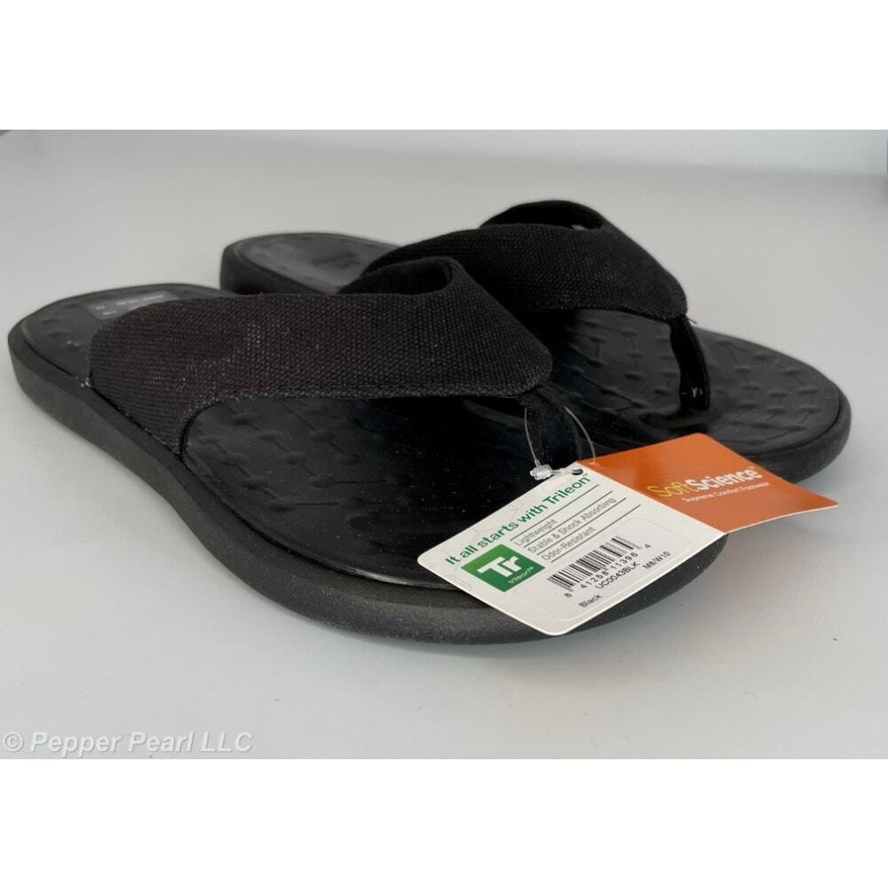 Flip Flop Thong Sandal Black Womens 10 Mens 8 Soft Science Skiff 2.0 Canvas